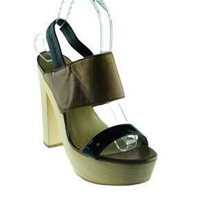 LEVITY Womens Shoes Tan Black Size 8 Leather Heel